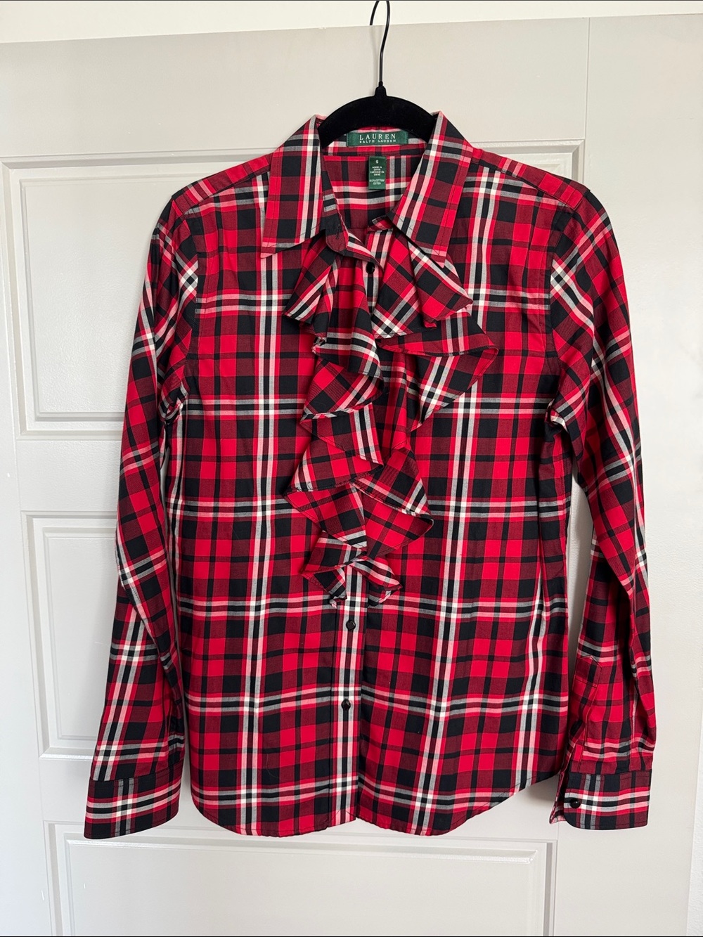 NWOT Ralph Lauren Red & Black Plaid Button-Down Shirt, S